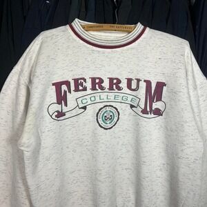 White and burgundy vintage Y2K Ferrum College sweatshirt sportswear Size S